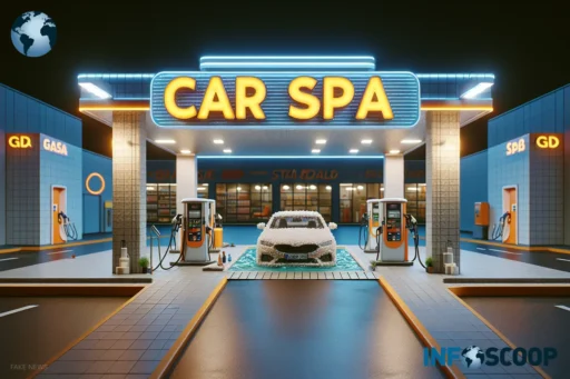 Car enjoying a relaxing spa treatment at an innovative gas station