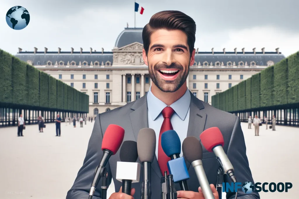 Cyril Hanouna devant l'Élysée annonçant sa candidature à la présidence