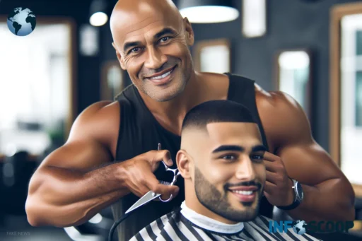 Dwayne 'The Rock' Johnson en action dans son salon de coiffure