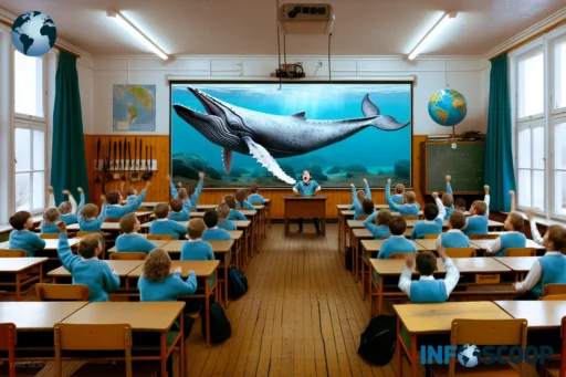 Enfants islandais apprenant la langue des baleines à l'école