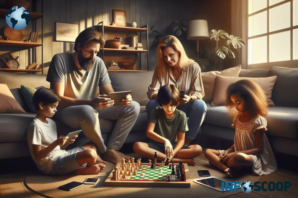 Famille jouant à des jeux de société pendant le Digital Detox Day