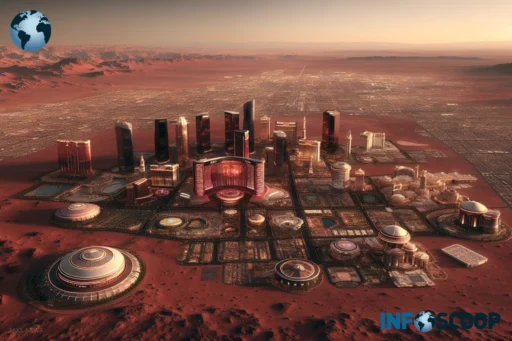 Illustration de Mars transformée en Las Vegas interstellaire par Elon Musk