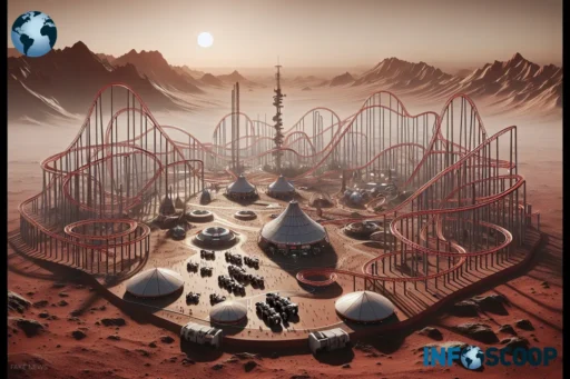 Illustration du projet de parc d'attractions sur Mars envisagé par Elon Musk