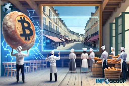 Image of a blockchain bread with its digital certificate in a traditional French bakery.