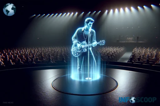 Johnny Hallyday en hologramme sur scène lors d'un concert