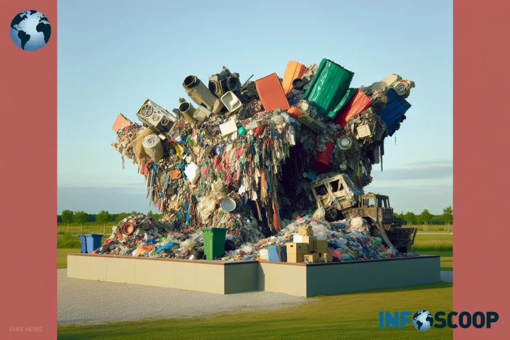 Œuvre d'art monumentale créée à partir de déchets dans une décharge