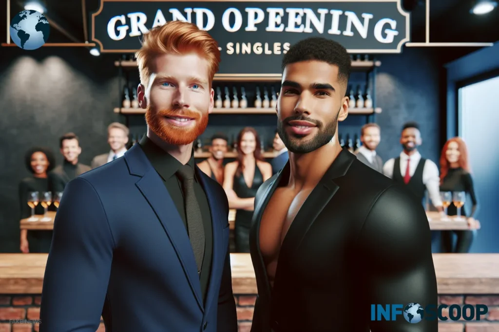 Prince Harry and Neymar in front of their new bar for singles