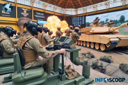 Simulation de guerre en réalité virtuelle dans un parc à thème