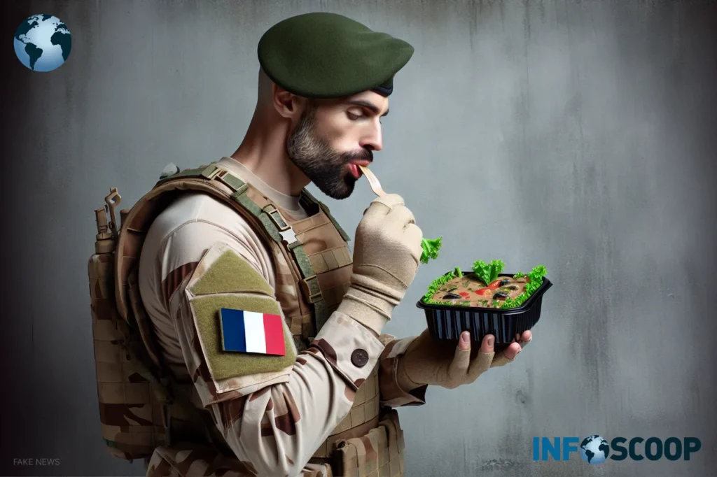 Soldat français savourant une ration de combat 100% vegan